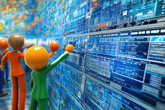 Analyzing data trends with analytics tools digital workspace infographic visualization collaborative environment high-tech viewpoint