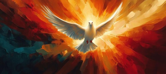 Dove of the Holy Spirit in Radiant Colors Abstract Expressionism