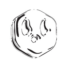 Black Chrome Rounded Hexagon with Smile Face Stamp Illustration