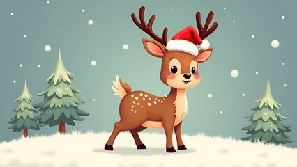 christmas reindeer with ribbon reindeer with christmas tree and snowflakes december merry deer animation cartoon gift background santaclause 