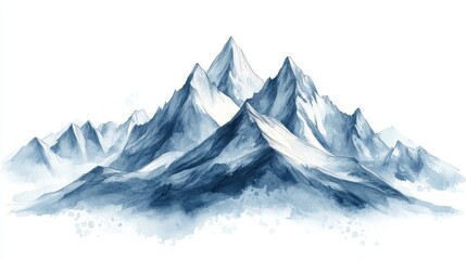 Majestic Snow-Capped Mountain Range in the Mist