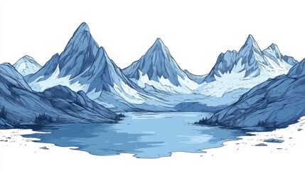 Majestic Icy Peaks Reflecting in Serene Lake