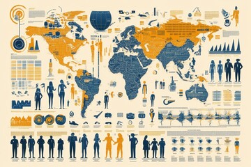 Global economic trends and data visualization world map infographic business environment informative viewpoint analysis concept
