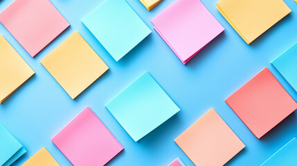 Colorful Wall of Sticky Notes with Handwritten Messages in a Vibrant Urban Setting. Sticky Note Post It Board Office. Business people meeting at office and use post it notes to share idea. Brainstorm