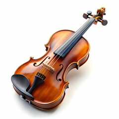 Fototapeta premium A violin displayed against a white backgroun