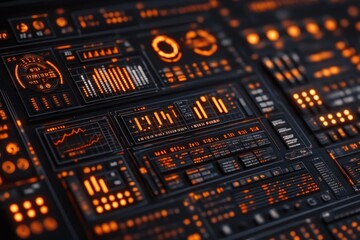 Obraz premium Data visualization dashboard technology sector digital interface modern design close-up view interactive analytics tool