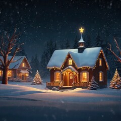 Fototapeta premium Christmas house in the mountains