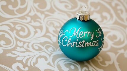 Teal Christmas Ornament Merry Christmas Message