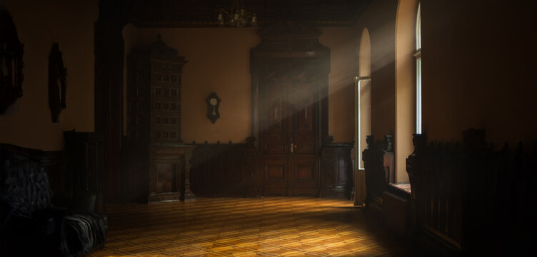 Fototapeta empty dark vintage room for background