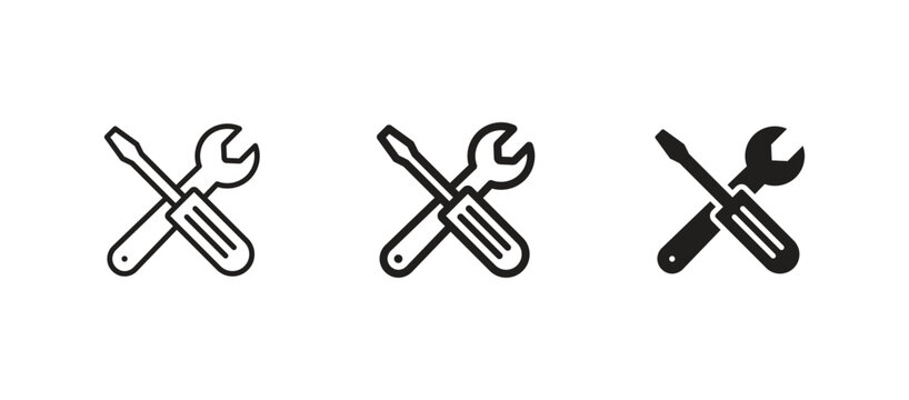 Wrench and screwdriver icon. Repair tools icon set. setting symbol