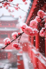 Plum blossoms in snow
