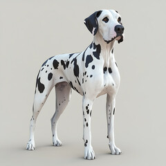 Playful dalmatian dog studio setting 3d art minimalist environment side view artistic representation