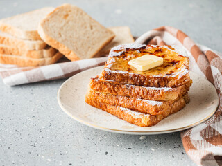 French Toast with Honey and Butter, Sweet Breakfast Delight, Delicious and Tasty Morning Treat