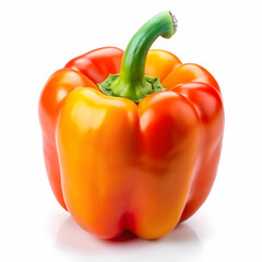 A fresh bell pepper displayed on a white background