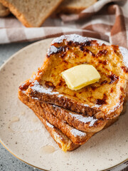 French Toast with Honey and Butter, Sweet Breakfast Delight, Delicious and Tasty Morning Treat