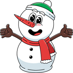 Cheerful Cartoon Snowman Illustration