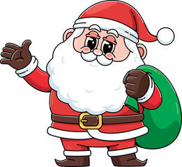 Cartoon Santa Claus with Gift Bag