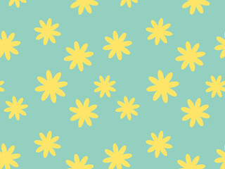 背景（緑地、黄色花柄）