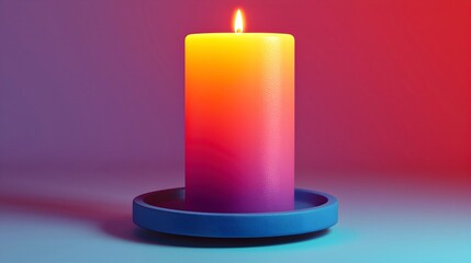 Colorful Candle with Vibrant Gradient Background