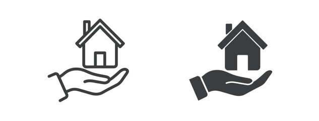 Real estate icon. Line and glyph solid icon. Editable stroke and Perfect pixel isolated on clean transparent background. Vector illustration.