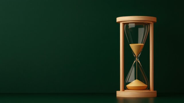 economic windfall concept. A golden hourglass with coins trickling down, symbolizing the timely realization of profits
