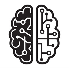 Brain with circuits. circuit board in brain shape.