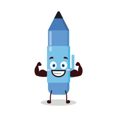 cute masculine healthy athlete expression of blue pen cartoon character