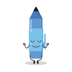 cute yoga expression of blue pen cartoon character