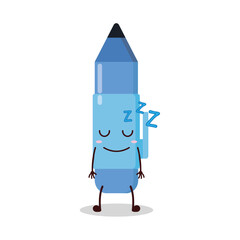 cute sleep expression of blue pen cartoon character