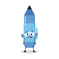 cute depressed expression of blue pen cartoon character