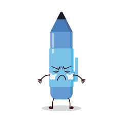 cute mad expression of blue pen cartoon character