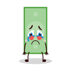 cute cry expression of paper money cartoon character