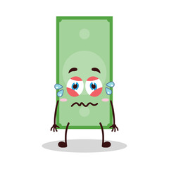 cute upset expression of paper money cartoon character