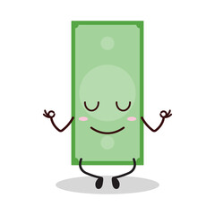 cute yoga expression of paper money cartoon character