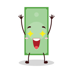 cute excited expression of paper money cartoon character