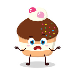 cute don't know expression of muffin cartoon character