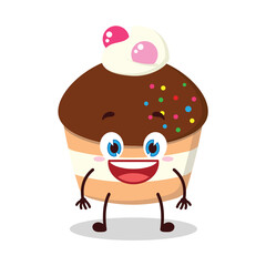 cute happy expression of muffin cartoon character