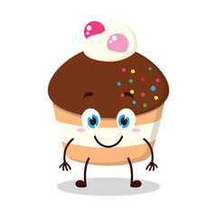 cute smile expression of muffin cartoon character