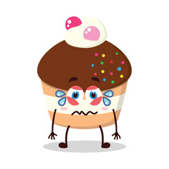 cute upset expression of muffin cartoon character