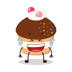 cute laugh out loud expression of muffin cartoon character
