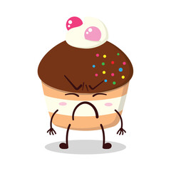 cute annoyed expression of muffin cartoon character
