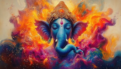 Vibrant Abstract Representation of Lord Ganesha for Ganesh Jayanti Celebration