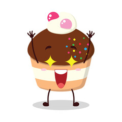 cute excited expression of muffin cartoon character