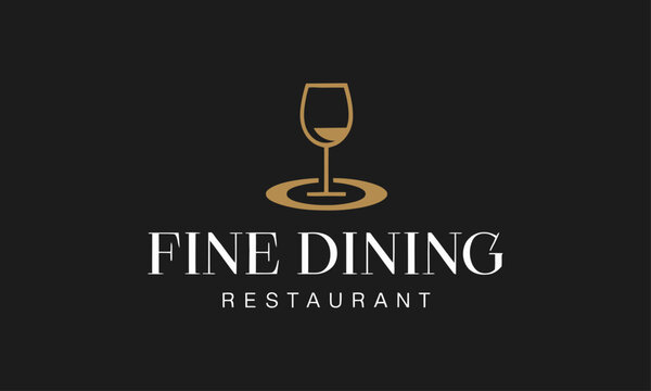 Elegant fine dining restaurant logo with wine glass design. - Powered by Adobe