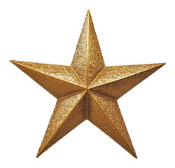 Obraz premium Golden textured five-pointed star isolated on white, christmas decoration and festive ornament concept