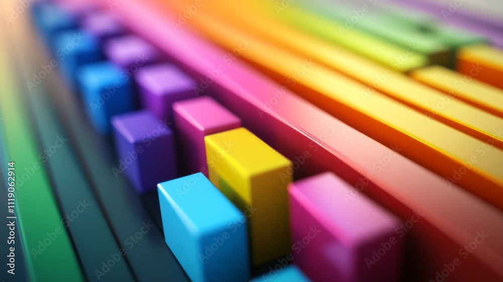 Poster colorful rectangles and bars in a vibrant rainbow display