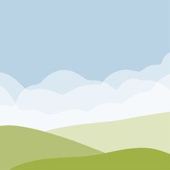 landscape with fields and clouds