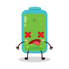 cute fainted expression of full battery cartoon character