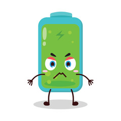 cute irritated expression of full battery cartoon character