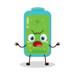 cute why expression of full battery cartoon character